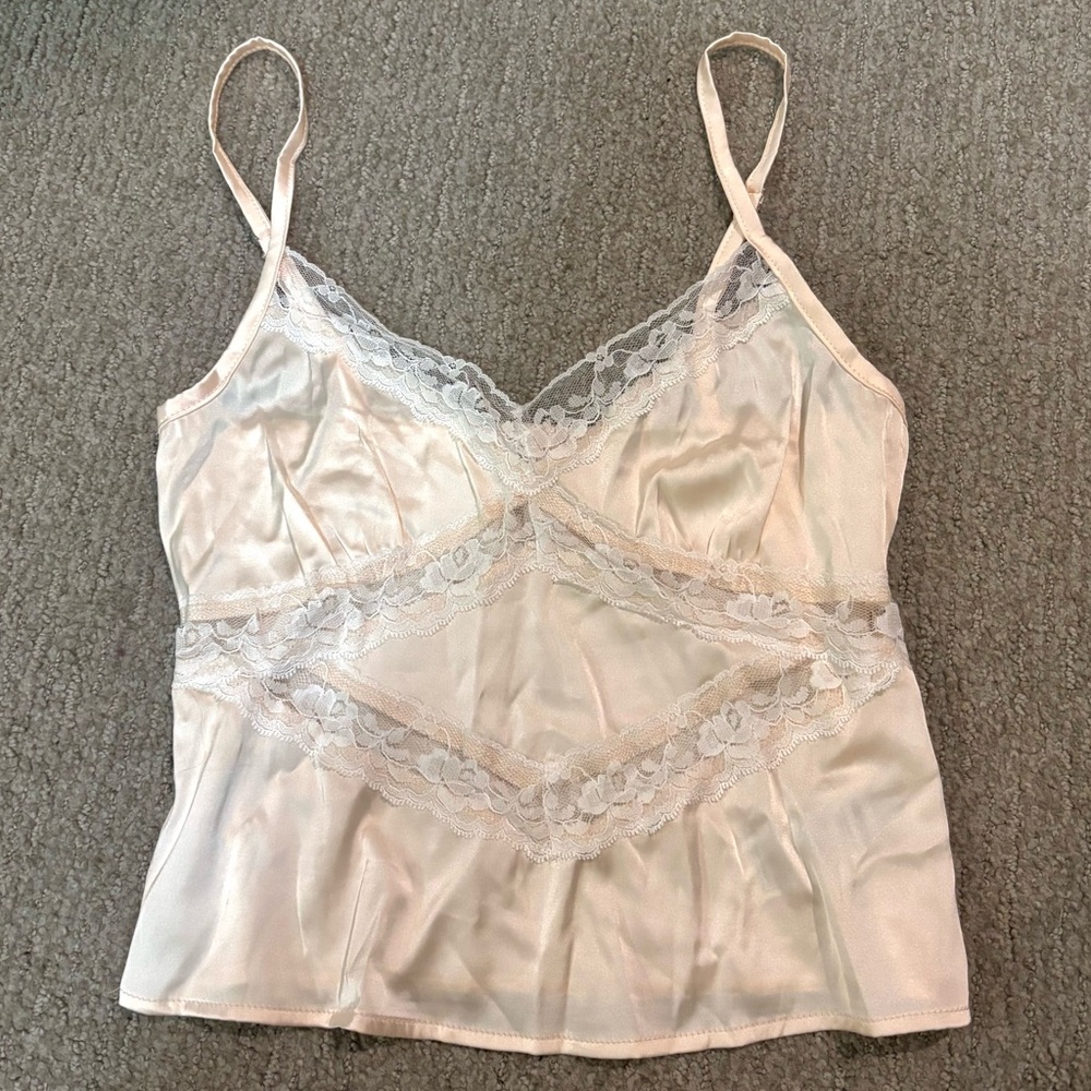 Edikted Ivory Satin Lace Tank Top